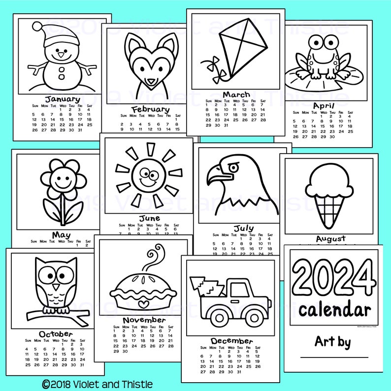 2023 and 2024 Directed Drawing Calendar for Kids Student Etsy