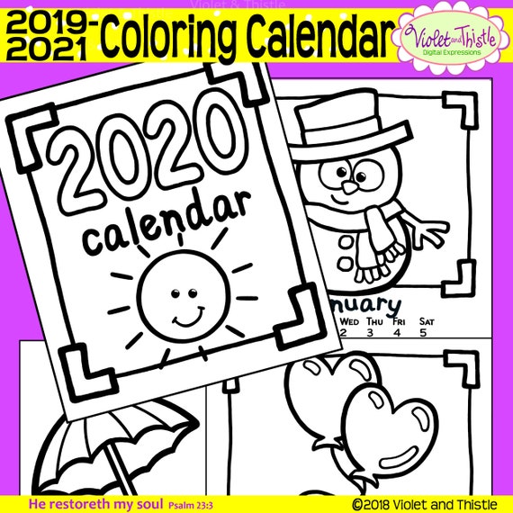 Calendario Da Colorare E 21 Per Bambini Calendario Da Etsy