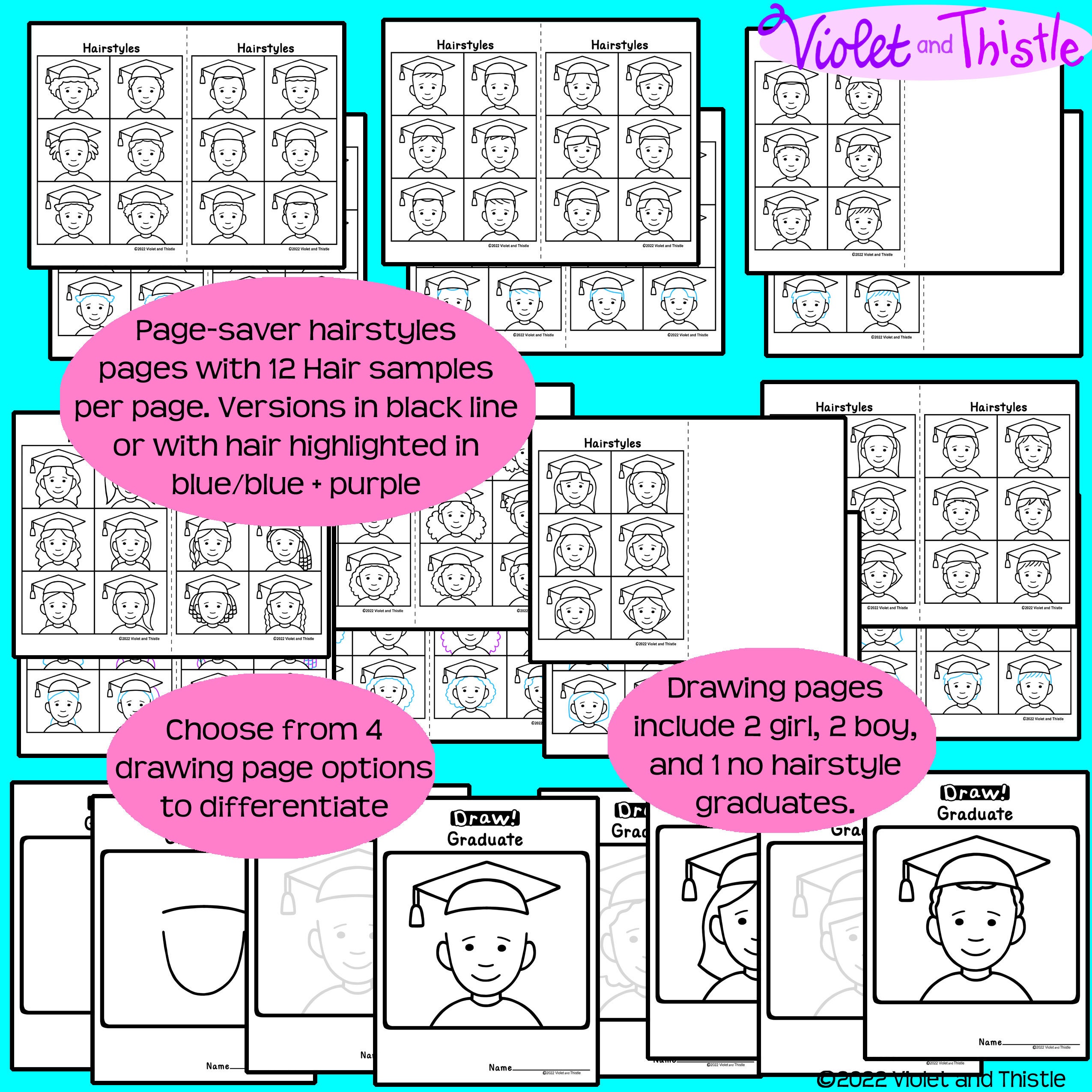 Directed Drawing Graduate Self Portrait Template Kids School Graduation ...