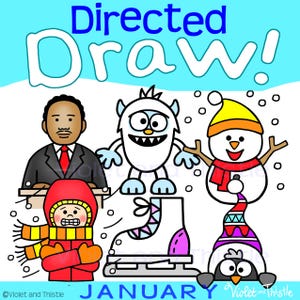 Directed Drawing Kids Learn How to Draw Step by Step Guide Printable ML King Jr Snowman Ice Skate Yeti Winter January Black Friday Sale Deal