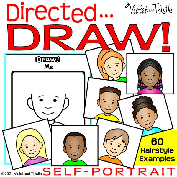 Directed Drawing Self Portrait Template for Kids Back to School Write Kid Learn How to Draw Step by Step Guide Art Activity Digital Download