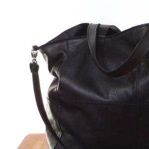 OSLO Black oversized leather bag XL, genuine leather, italian leather, carry all work bag, shoulder bag for women image 3