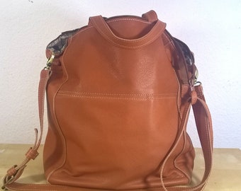 Large leather bag tan cognac bag, camel purse, laptop bag, carry all purse