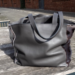 Sac à bandoulière en cuir gris pour femme, sac à bandoulière en graphite, cadeau de moins de 40 ans, cadeau pour elle, cartable, sac de tous les jours
