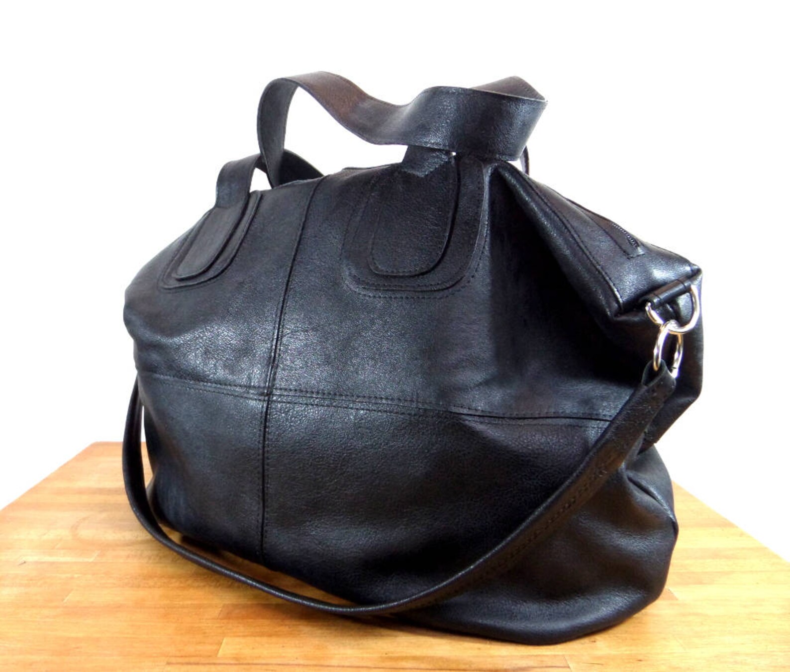 Large Leather Bag in Black Weekender Leather Bag for Women - Etsy