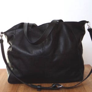 OSLO Black oversized leather bag XL, genuine leather, italian leather, carry all work bag, shoulder bag for women image 4