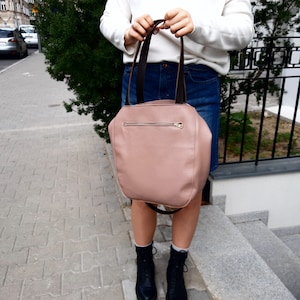 Dusty pink shoulder bag, Dirty pink leather bag, Dusty rose image 9