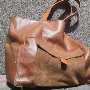 Braune weiche Ledertasche fur Damen,urban style, Wochenendtasche, Tasche auf der Schulter,  Geschenk für Geliebte, sehr große Ledertasche