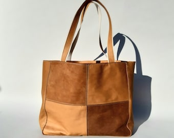 Camel leather bag , Tan Leather tote bag, gift from husband for the anniversary, gift for graduation, pockets, camel bag