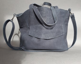 Gray shoulder leather bag for women, graphit shoulder bag, gift under 40, gift for her,