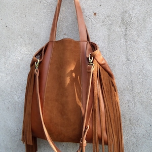 Grand sac camel en cuir