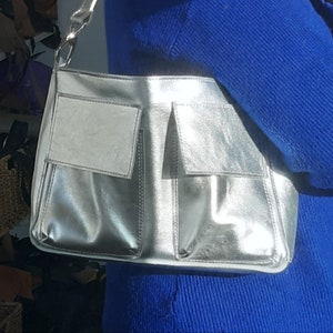 Silver leather  bag for women, metallic leather bag, medium sized metallic bag, cross body silver bag, gift for mom/sister/her/wife