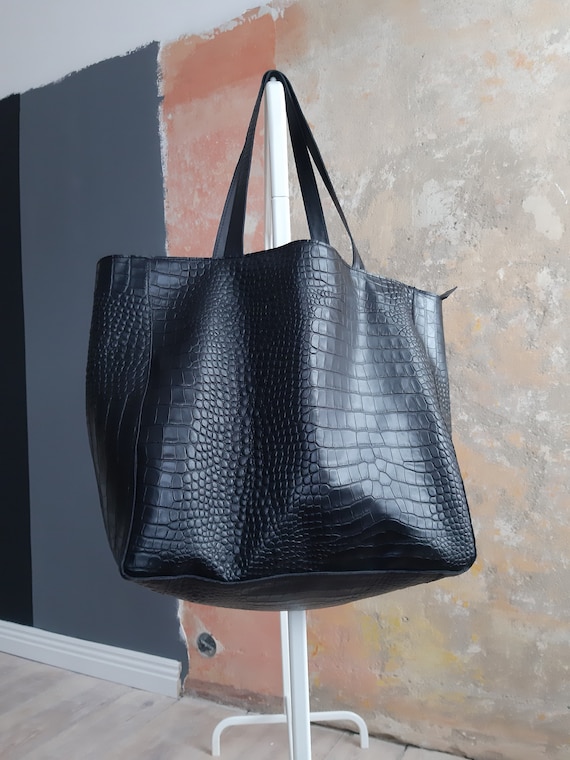 Prada Black Shiny Crocodile Cocco Lucido Handbag at Jill's Consignment