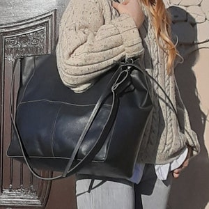 Dunkles marineblau Ledertasche, übergroße Shopper Tasche , Geschenk für Frauen, oversized shopper Tasche fur Damen, trage alles
