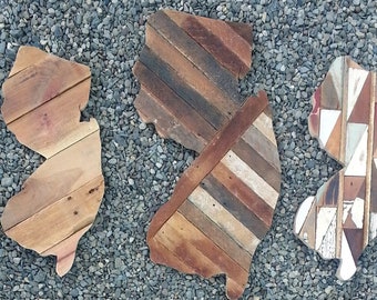 Reclaimed wood state wall art