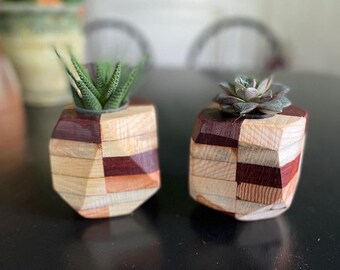 Reclaimed Wood Geometric Planter