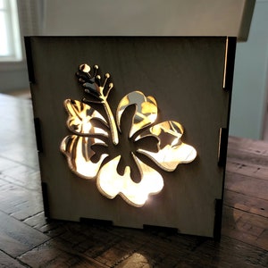 Tropical Lantern SVG, 3d SVG Hibiscus Floral Lantern, Summer Floral Led Candle Holder, Hawaiin Hibiscus Flower svg