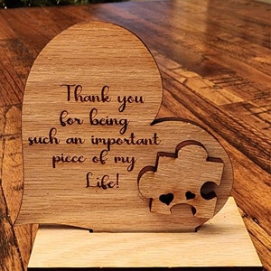 Grazie per essere un pezzo importante della mia vita, a forma di cuore, ornamento, pezzo di puzzle, SVG, file laser, Glowforge - Leggi bene la descrizione!