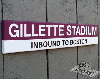 22" Officially Licensed Painted MBTA Station Sign Gillette Patriots Sign