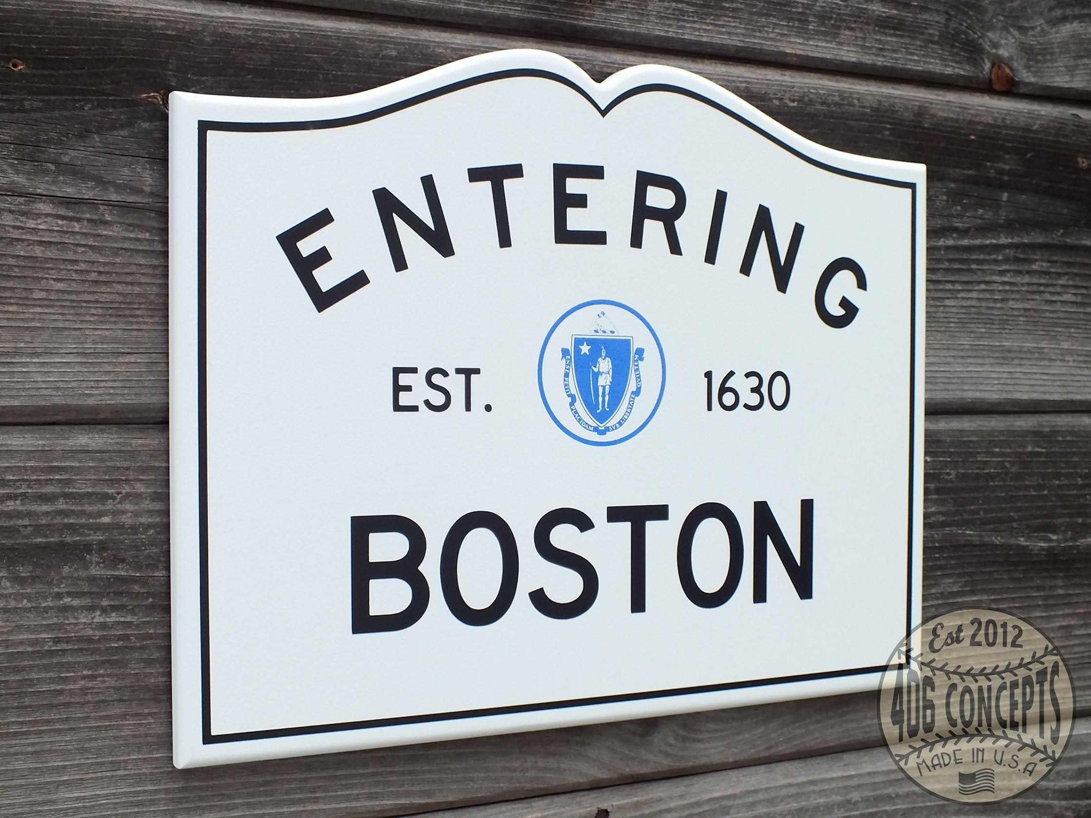 Official Painted Wood Entering Boston Sign Handmade Etsy