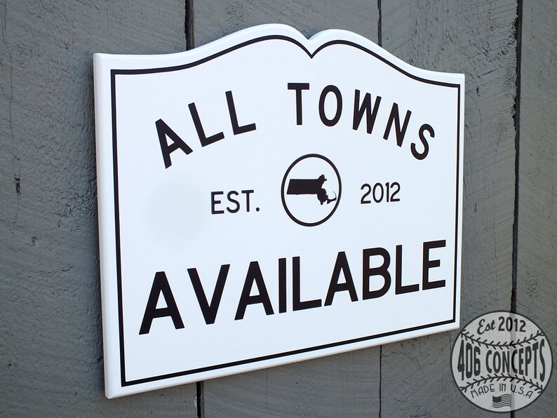 Painted Wooden Entering Boston Sign Massachusetts Outline Etsy