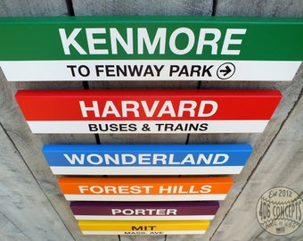 36" Officially Licensed Painted MBTA Station Signs Pick A Station Handmade