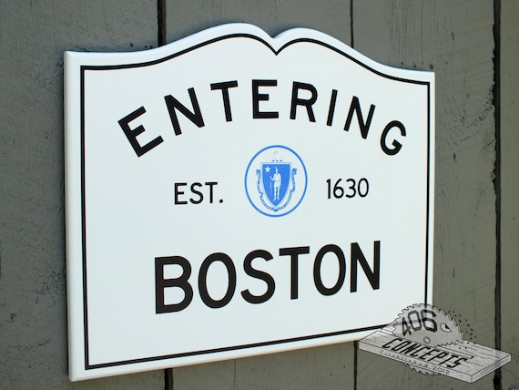 official painted wood entering boston sign handmade etsy entering sign