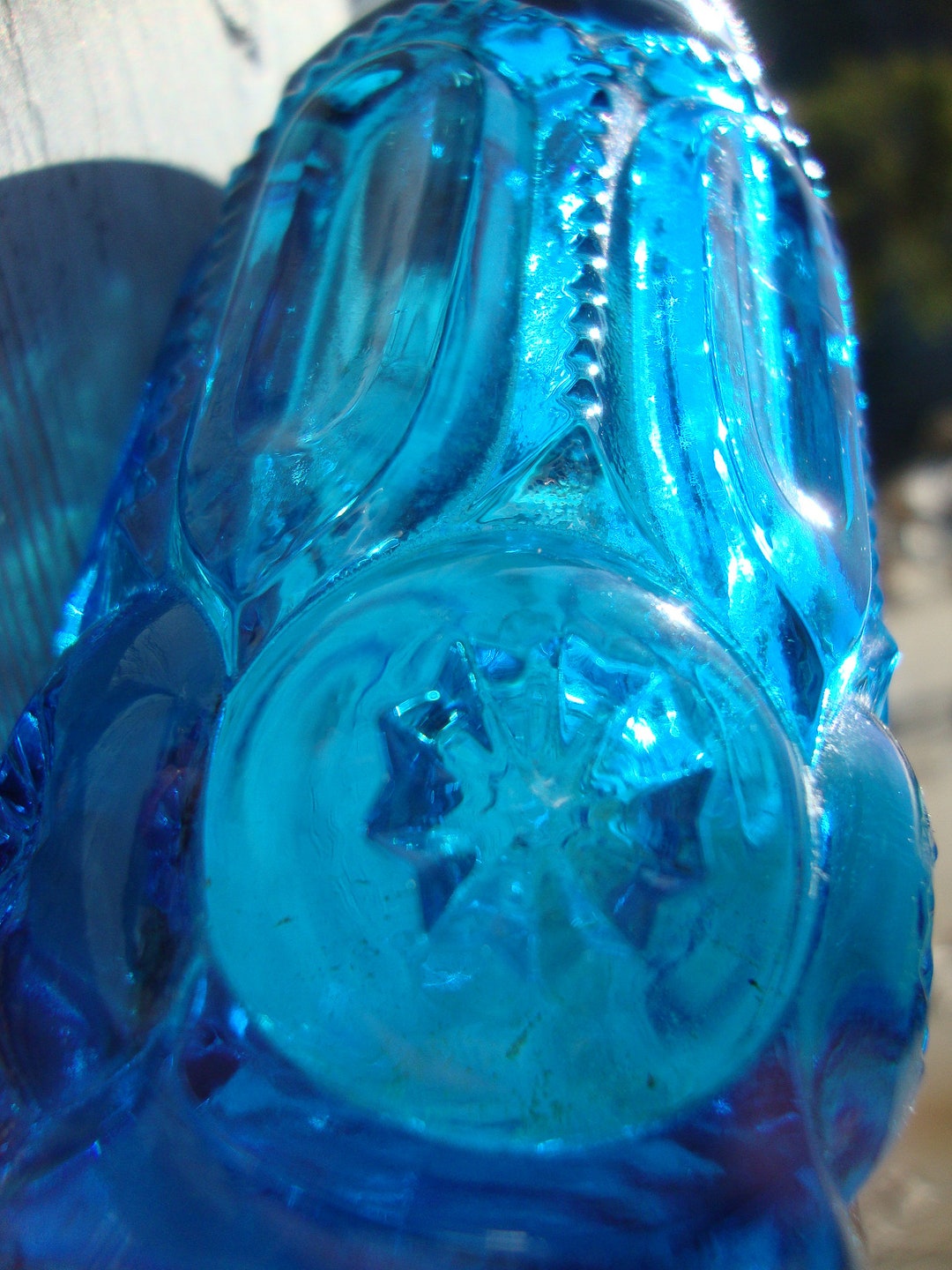 Vintage Blue Molded Glass Salt Shaker With a Metal Lid Etsy