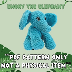 Emory The Elephant Low Sew Crochet Pattern, PDF Download