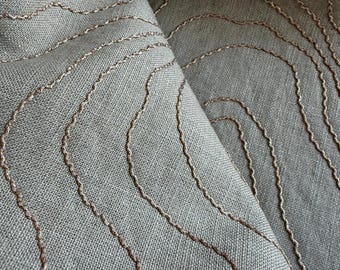 2 yards Rose gold embroidered linen backed fabric-2 yds