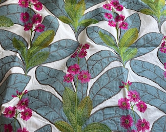 1 yard embroidered botanical fabric-