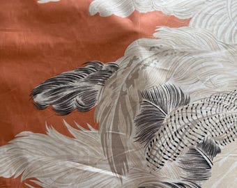3 1/8 yards Vervain- printed in France ‘Les Plumes’ by Barry Dixon- cotton fabric-sweet potato colorway