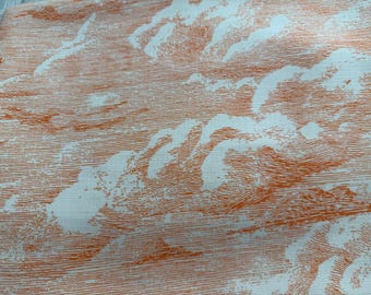 Schumacher cloud toile fabric- 2 yards-cotton fabric- orange/white or blue/white