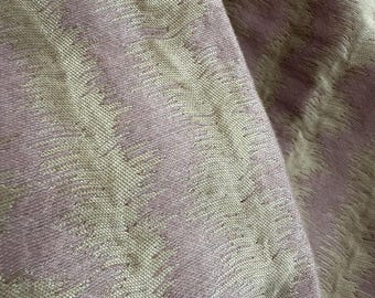 Lilac wavy stripes jacquard- fabric-1 yard-metallic stripe woven