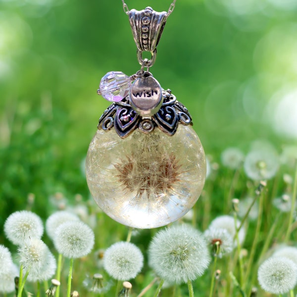 Dandelion Necklace - Dandelion Seed Necklace - Dandelion Jewelry - Whole Dandelion - Sterling Silver