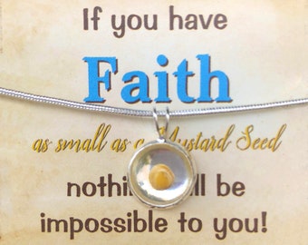 Mustard Seed Necklace from Matthew 17 20 Faith Jewelry Baptism Mother’s Day Gift