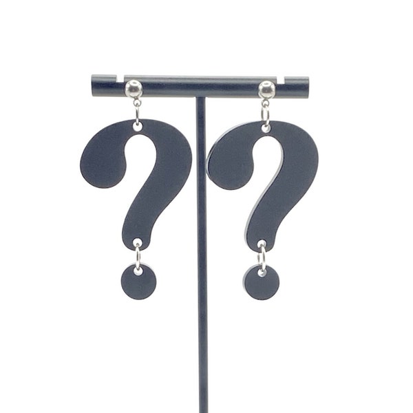 Question Mark Earrings - Matte Black Acrylic