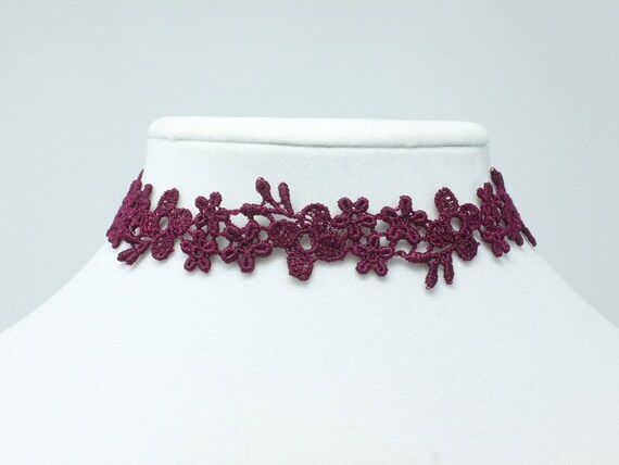 Burgundy lace choker discount