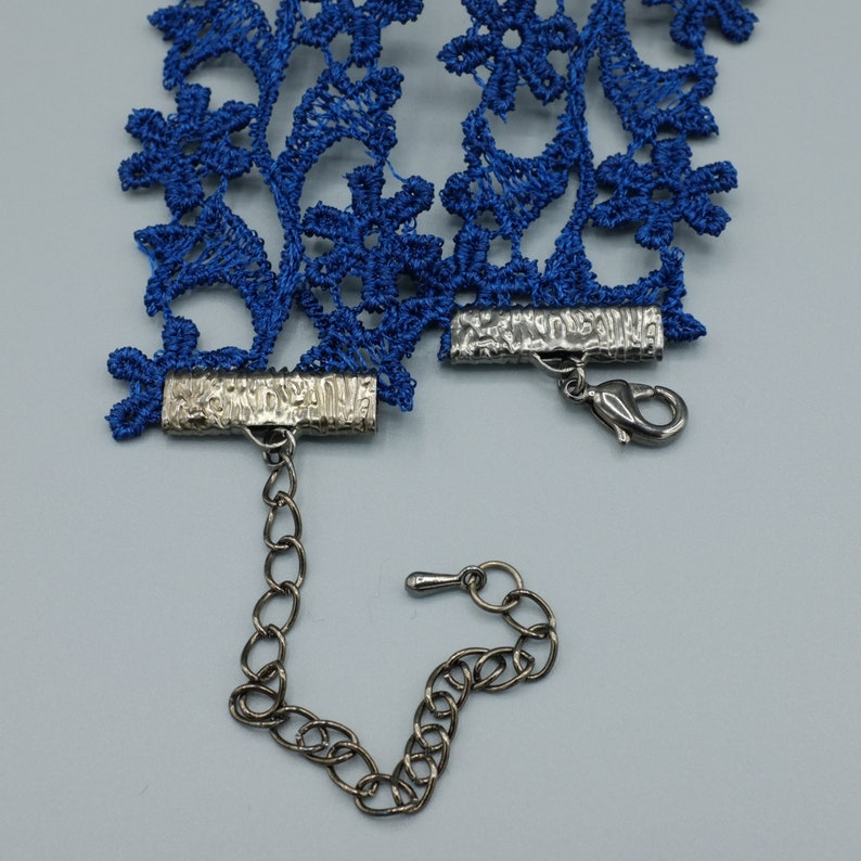 Floral Lace Wide Choker Navy Collar Choker for Women Womens Choker Collar 1-inch Blue Lace Necklace Blue Lace Choker with Flowers
