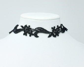 Black Flower Lace Choker Collar for Women