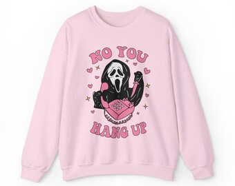 "No You Hang Up" Graphic Sweatshirt For Women - Funny Scream Movie Quote, Casual Pullover Hoodie