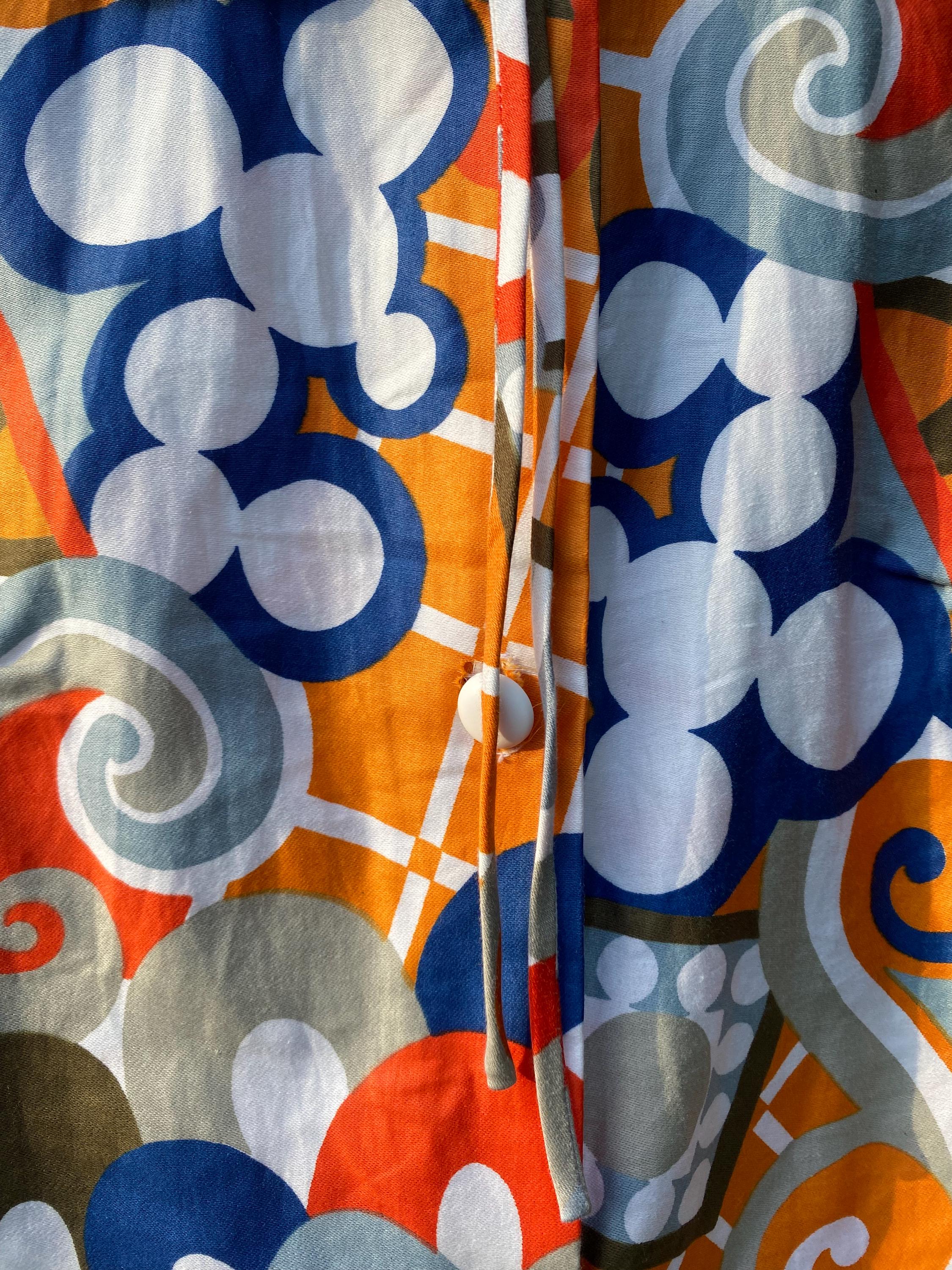 PLAYFUL GAL 1960s Vintage Psychedelic Geometric Pattern Jumpsuit  display picture 1