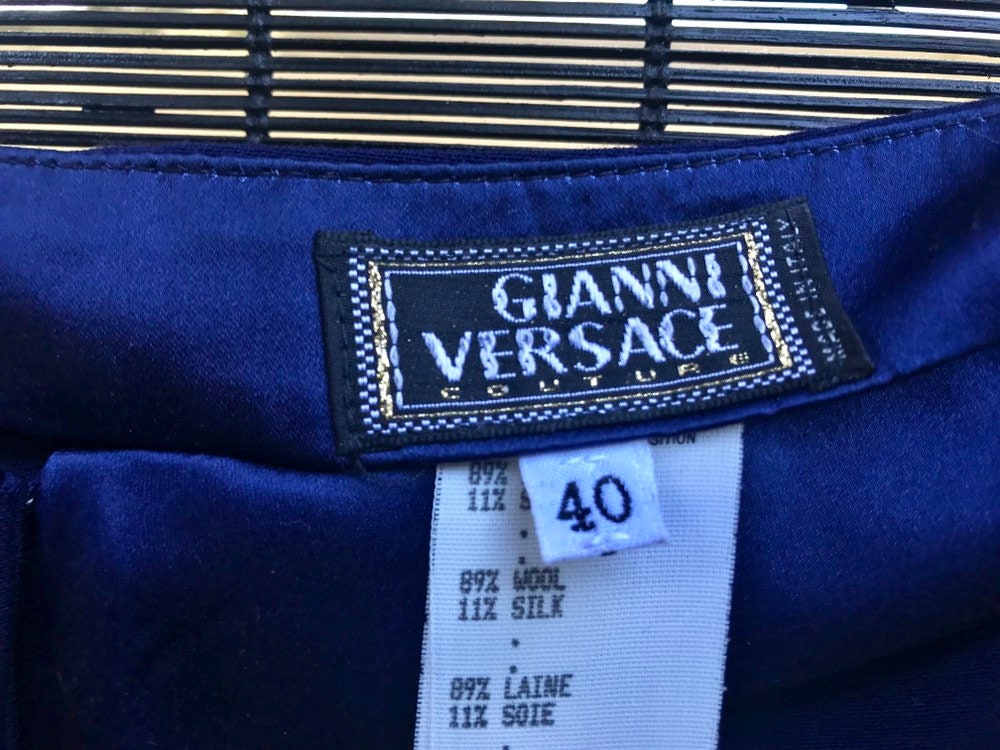 【Gianni versace】vintage navy trousers HIGH CLASS Vintage Navy Blue Gianni Versace Slacks/pants - Etsy