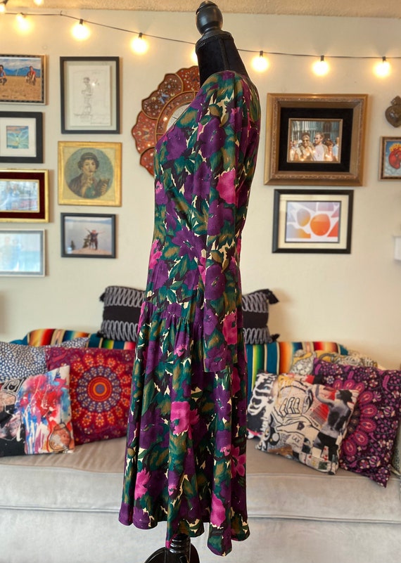 painted lady dress Buy Vintage Floral Print/pattern Drop Waist Long Sleeve Purple, Magenta Green and Cream Zip up Online in India 011821launch