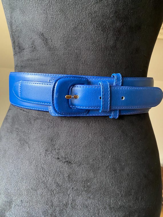 COBALT OF LIGHTNING Vintage 90s cobalt blue leather belt