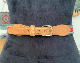SNATCHED Vintage 90s Gucci-esque green and red belt with faux leather buckle