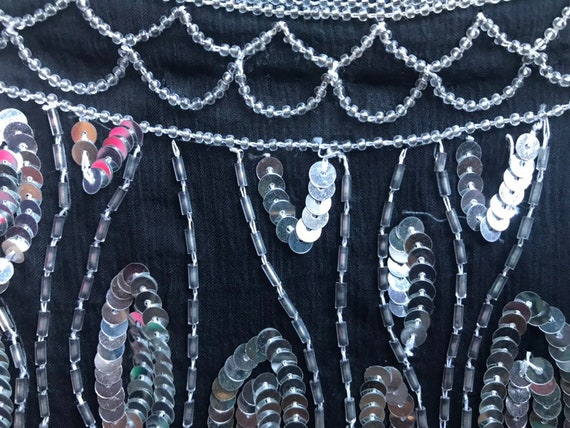 ABBY BURNS Vintage black and silver sequin 100% s… - image 8