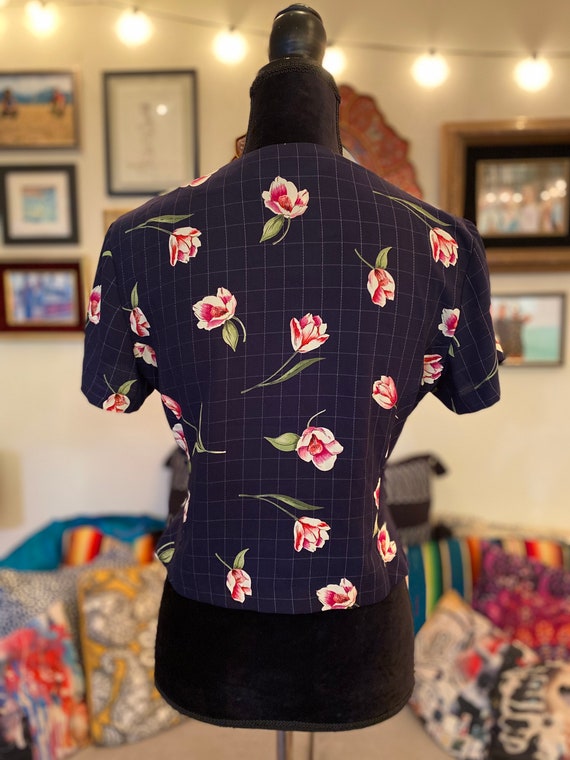 SITTIN PRETTY Vintage navy blue floral pattern gr… - image 2