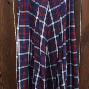 ROME Preppy vintage plaid red, white and blue high waisted skirt with pleats