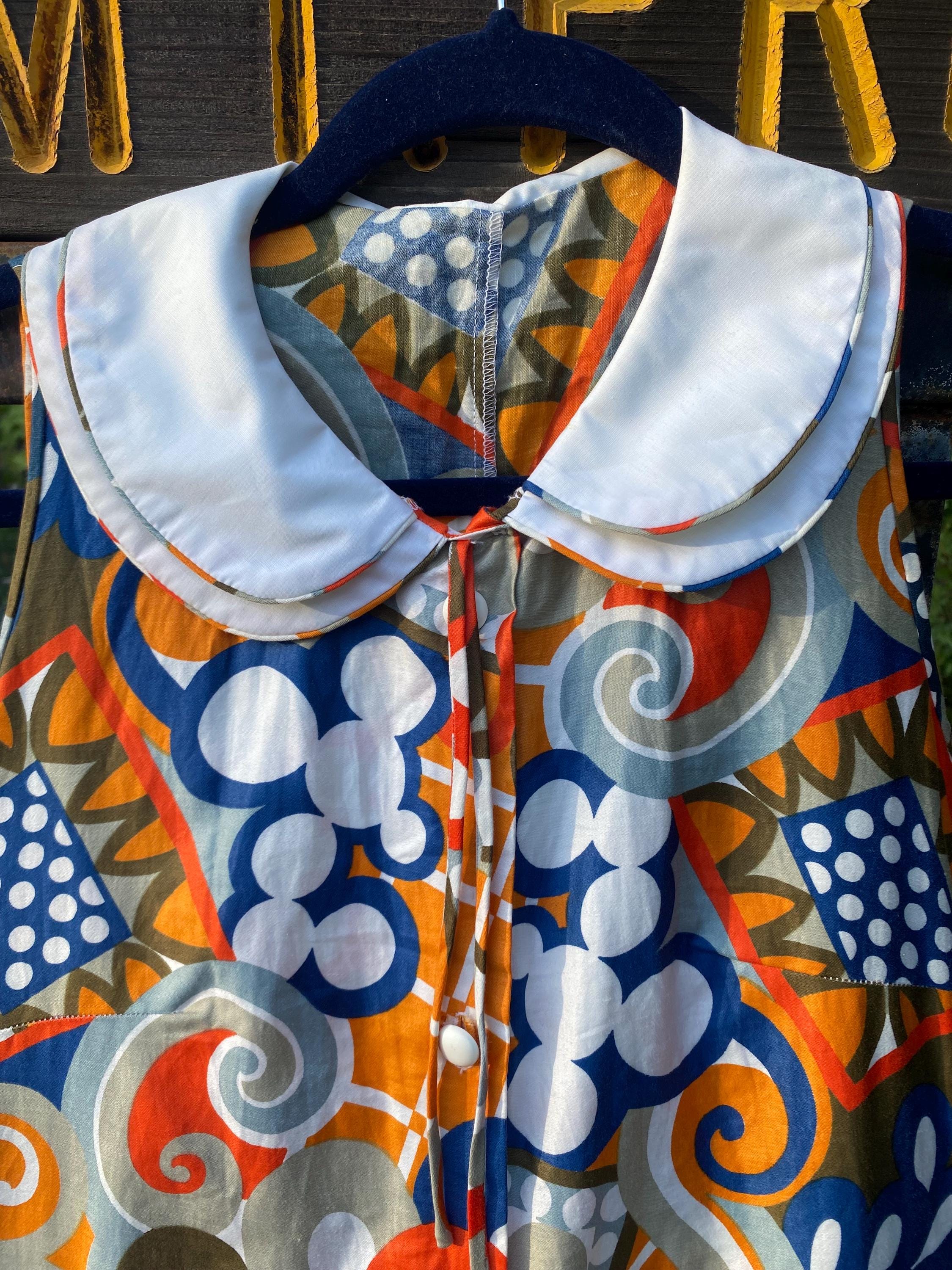 PLAYFUL GAL 1960s Vintage Psychedelic Geometric Pattern Jumpsuit  display picture 1
